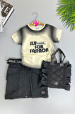 Miniğimin Cicileri Sly Fashion Çantalı Kız Çocuk 3 lü Etekli Takım - Siyah