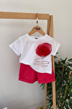 Minigimin Cicileri Gül Desenli Kız Çocuk Şortlu 2 li Takım - Kırmızı