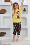 Miniğimin Cicileri (11-14 Yaş) Mnn Ms Desenli Kız Çocuk Kapri Takım - Sarı