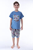 Miniğimin Cicileri (6-11 Yaş) Cool Boy Desenli Erkek  Çocuk Kapri Takım - indigo