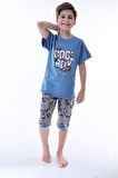 Miniğimin Cicileri (6-11 Yaş) Cool Boy Desenli Erkek  Çocuk Kapri Takım - indigo