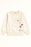 Miniğimin Cicileri Beautiful Çiçek Detaylı Kız Çocuk Sweatshirt - Beyaz