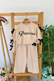 Miniğimin Cicileri Princes Fiyonk Detaylı Kız Çocuk 2 li Takım - Camel