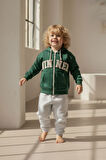 Miniğimin Cicileri Winner İşleme Kapüşonlu Hırkalı Erkek Çocuk 2 li Takım - Yeşil