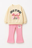 Miniğimin Cicileri Kurdela Detaylı Jolie Baskı Kız Çocuk Takım - Pembe