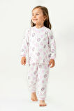 Miniğimin Cicileri Kalp Baskılı Pamuklu Kız Çocuk Çıtçıtlı Pijama Takımı - Pembe