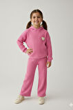 Miniğimin Cicileri Kalp Panç İşlemeli Fitilli Kız Çocuk Mevsimlik Takım - Pembe