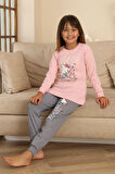 Miniğimin Cicileri Hll Kty Love  Baskılı Kız Çocuk Pijama Takımı - Pembe