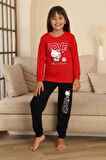 Miniğimin Cicileri Hll Kty Love  Baskılı Kız Çocuk Pijama Takımı - Kırmızı