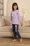 Miniğimin Cicileri Hll Kty Love  Baskılı Kız Çocuk Pijama Takımı - Lila