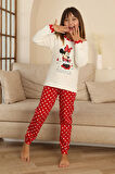 Miniğimin Cicileri Mnn Puantiye Baskılı Kız Çocuk Pijama Takımı - Beyaz