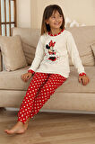 Miniğimin Cicileri Mnn Puantiye Baskılı Kız Çocuk Pijama Takımı - Beyaz