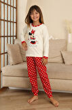 Miniğimin Cicileri Mnn Puantiye Baskılı Kız Çocuk Pijama Takımı - Beyaz