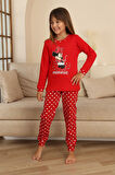 Miniğimin Cicileri Mnn Puantiye Baskılı Kız Çocuk Pijama Takımı - Kırmızı