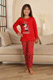 Miniğimin Cicileri Mnn Puantiye Baskılı Kız Çocuk Pijama Takımı - Kırmızı