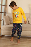 Miniğimin Cicileri Space Baskılı Erkek Çocuk Pijama Takımı - Sarı