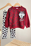 Miniğimin Cicileri Kalp Leopar Desenli Mnn Kız Çocuk 2 li Takım - Bordo