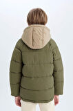 Miniğimin Cicileri Su Geçirmez Kapüşonlu Kışlık Erkek Çocuk Mont - Yeşil