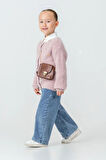 Miniğimin Cicileri Yumuşak Dokulu Kalp Detaylı Hırka  ve Geniş Paça Jean Kız Çocuk Kombini - Pembe
