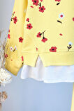 Miniğimin Cicileri Gömlek Detaylı Çiçek Baskılı Kız Çocuk 2 li Takım - Sarı