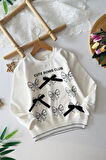 Miniğimin Cicileri Cute Fiyonk Detaylı  Kız Çocuk Sweat - Beyaz