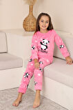 Miniğimin Cicileri Panda Desenli Welsoft Kız Çocuk Pijama Takımı-Pembe - Pembe