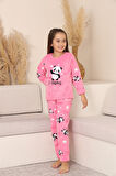 Miniğimin Cicileri Panda Desenli Welsoft Kız Çocuk Pijama Takımı-Pembe - Pembe