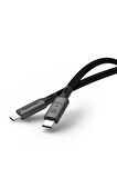 Elit | USB-C - USB-C Örgülü Kablo 100W (USB3.2 - 2m Desteği)