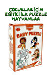 1+ Çocuklar için eğitici ilk puzzle 14 parça turuncu renk - Hayvanlar