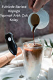 Süt, Kahve, Yumurta, Sos, Krema Köpürtücü. Kablosuz, Pilli. Barista Köpüğü-Siyah