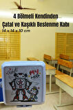 4 Bölmeli Beslenme Kabı Gri Renk