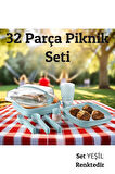 6 Kişilik 32 Parça Piknik Seti-Mikrodalga Uyumlu Bulaşık Makinasında Yıkanabilir. ( YEŞİL )