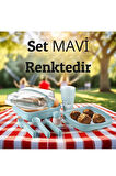 6 Kişilik 32 Parça Piknik Seti-Mikrodalga Uyumlu Bulaşık Makinasında Yıkanabilir. ( MAVİ )