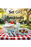 32 Parça 6 Kişilik Piknik Seti- Bulaşık Makinasında Yıkanabilir, Mikrodalga Uyumlu . ( GRİ )