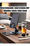 Kendi Etrafında 360° Dönebilen, Metal Katlanabilir, Tablet - Telefon Standı