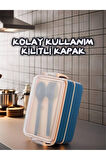 2 Bölmeli Kilitli Beslenme Kabı Seti,Okulda,Ofiste,Sporda,Piknikte,Diyet,Besin kabı 500 ml+400 ml