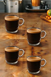 4 Adet Kulplu Çay-Kahve Fincanı Cam Salvador Çizgili ( 1 Adet 160 ML )