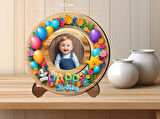MDF Malzemeden Çocuklar İçin 14x14 cm UV Baskılı Yuvarlak Fotoğraf Çerçevesi