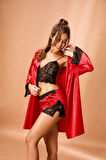 3509-Bralette & Şortlu Kimono Takım