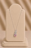 Pembe Taşlı Figürlü Silver Kolye