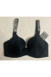 Işıltılı Askılı Bra Foam Cup 8830 Siyah