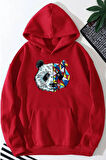 Panda Baskılı Kapüşonlu Sweatshirt