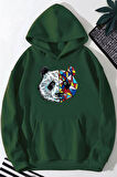 Panda Baskılı Kapüşonlu Sweatshirt