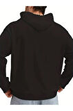El Yazı Detaylı 2 İplik Şardonlu Kapüşonlu  Sweatshirt