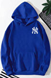 Ön Arka NY Baskılı Kapüşonlu Sweatshirt