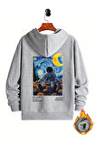 Astronot Arka Baskılı Kapüşonlu Sweatshirt