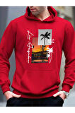 Los Angeles Baskılı Kapüşonlu Sweatshirt
