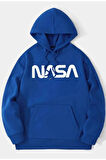 Unisex Nasa Baskılı Kapüşonlu Sweatshirt