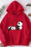 Unisex Uykucu Panda Baskılı Sweatshirt