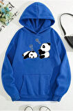 Unisex Uykucu Panda Baskılı Sweatshirt